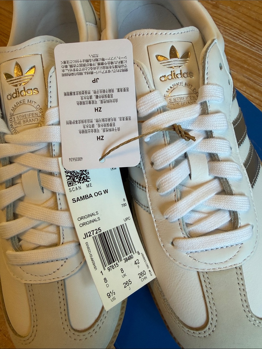 adidas Samba is Women’s White with Gum Sole and Silver Stripes - Picture 5 of 9